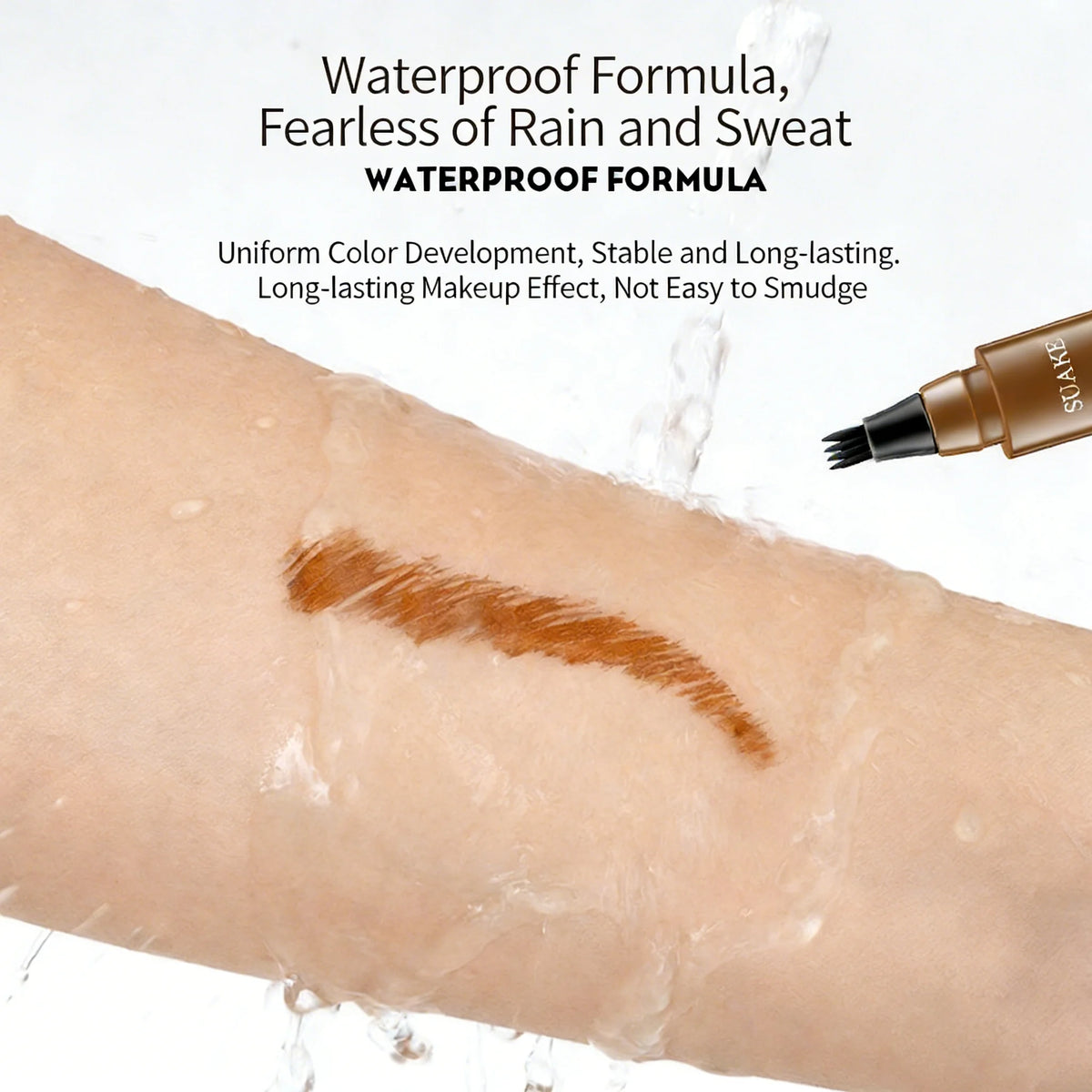 Four-Pronged Waterproof Eyebrow Pencil waterproof swatch demo
