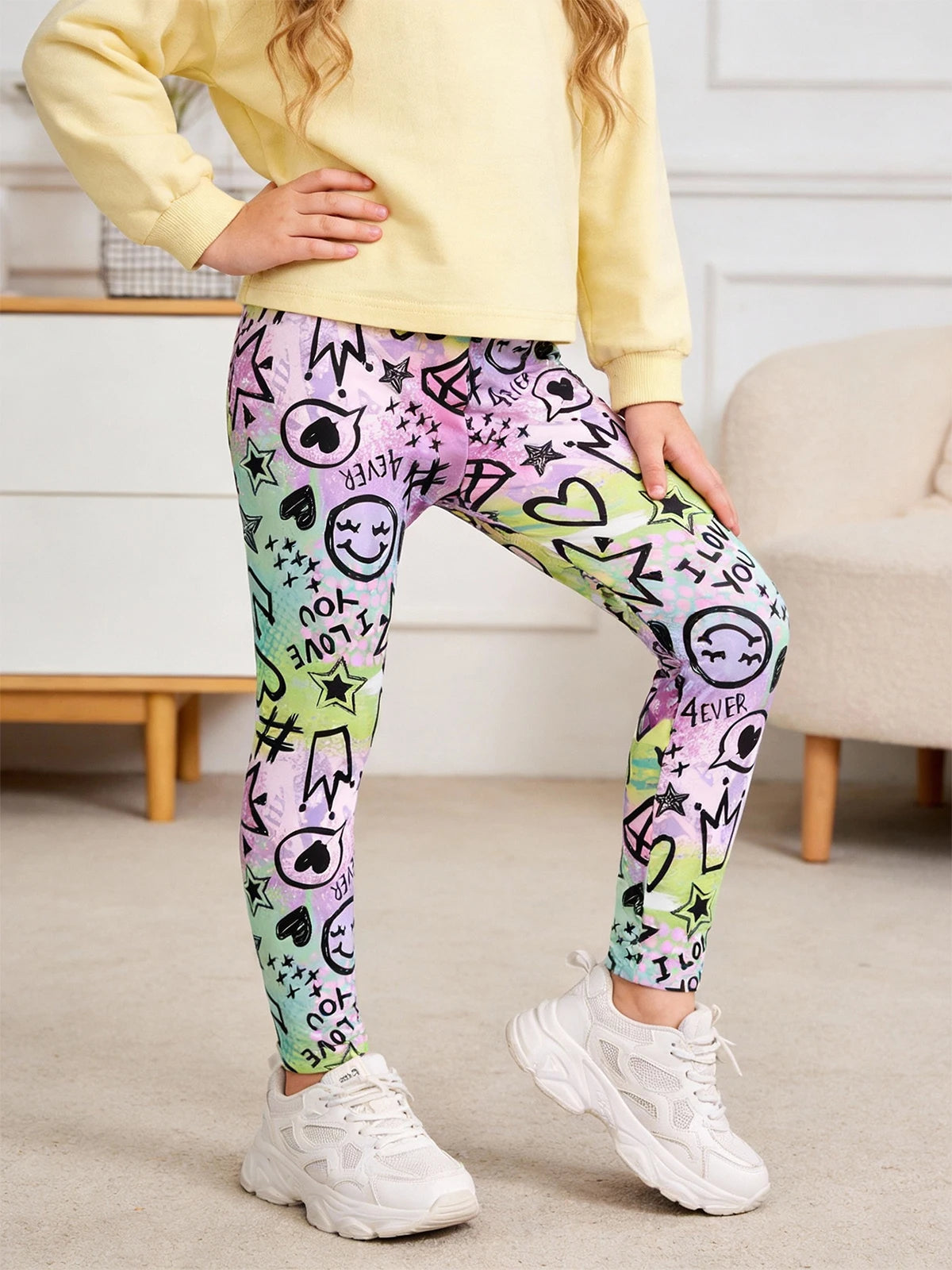 Random 6pcs Girls Stretchy Tight Pants Mix Designs Fashionable Children Flowers Prints Leggings New Year School Clothing Legging