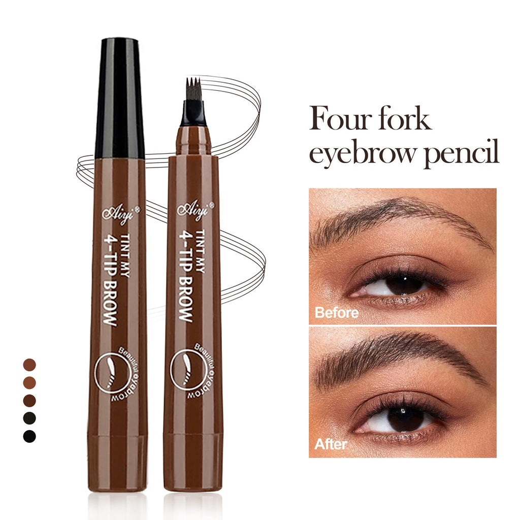 Four-Pronged Waterproof Eyebrow Pencil before and after