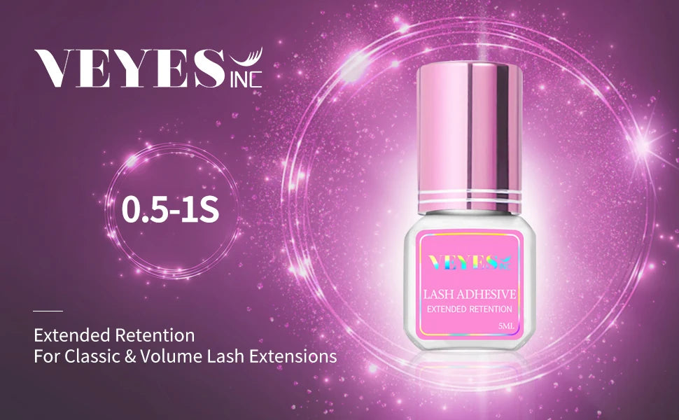 Veyes Inc 5ml Eyelash Extensions Glue Veyelash 1 Second Fast Drying Clear Lash Adhesive 4-6 Weeks Retention Volume Makeup Tool
