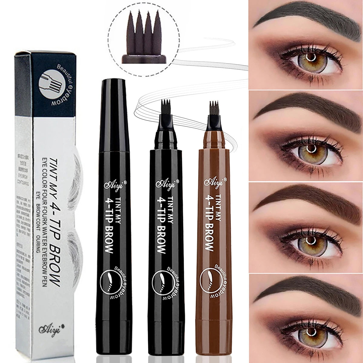 Four-Pronged Waterproof Eyebrow Pencil with box