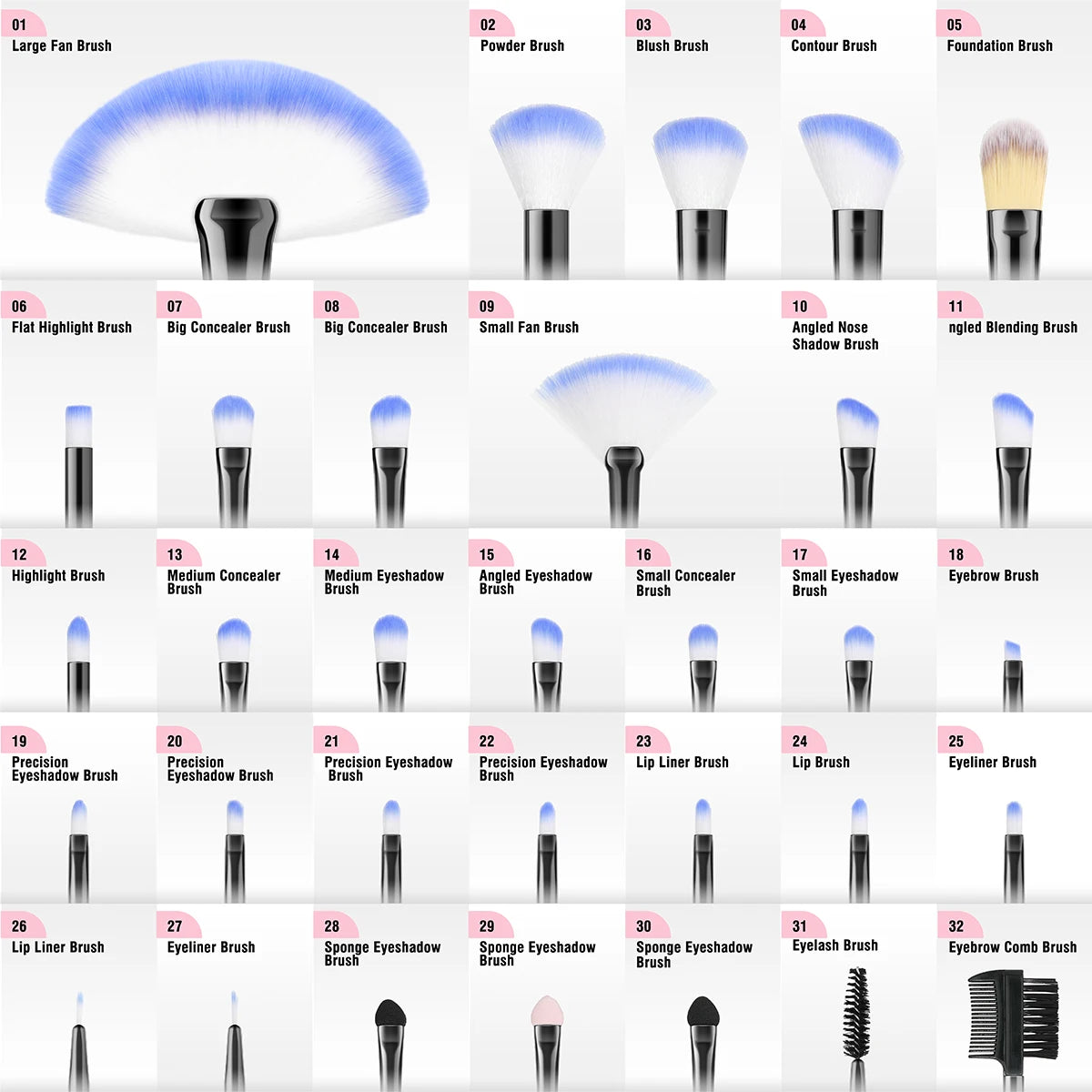 VANDER LIFE Makeup Brushes Set 32 Pcs Professional Foundation  Powder Contour Eyeshadow Blending Make up Brush Multiple Colour