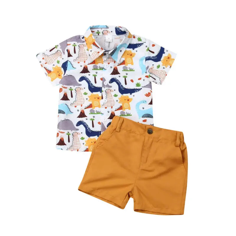 Fast Shipping 0-6Years Kids Baby Boys Summer Tops T-shirt Dinosaur Pants Shorts Boy 2PCS Outfits Clothes