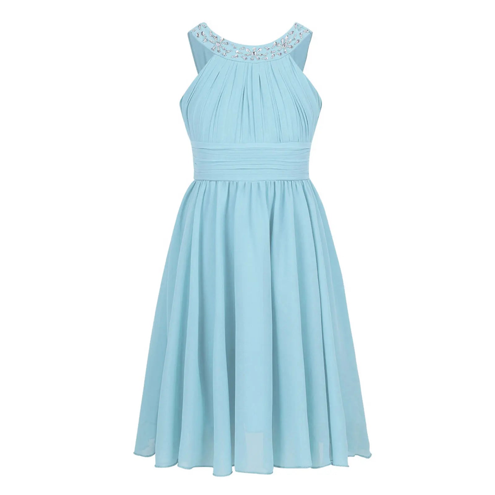 iEFiEL Kids Girls Children Teenager Wedding Princess Dress Elegant Party Pageant Formal Flower Shaped Rhinestone Chiffon Dress
