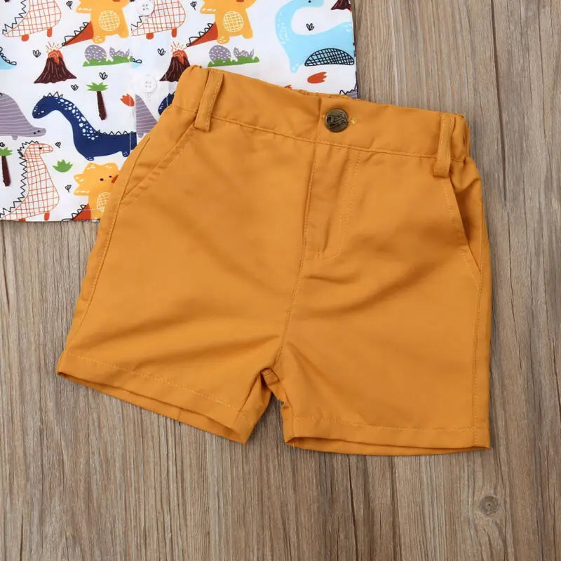 Fast Shipping 0-6Years Kids Baby Boys Summer Tops T-shirt Dinosaur Pants Shorts Boy 2PCS Outfits Clothes