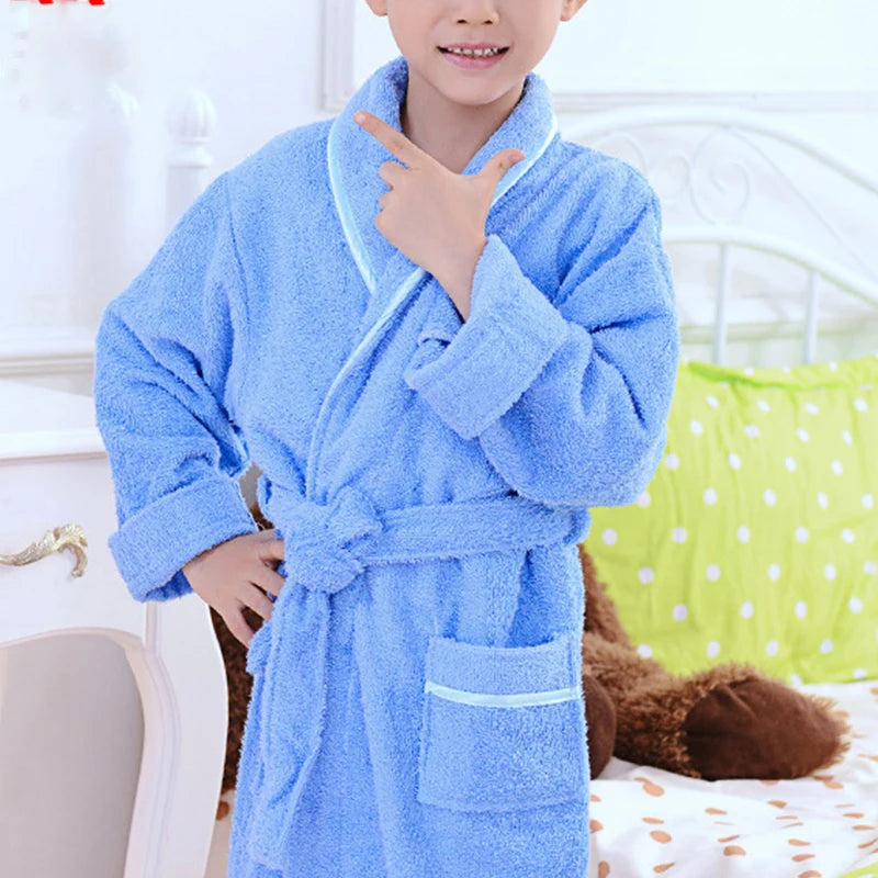 New Pure Cotton Autumn Winter Children Robe Sleepwear Boys And Girls Thick Warm Towel Bathrobe Nightgown Loose Casual Loungewear