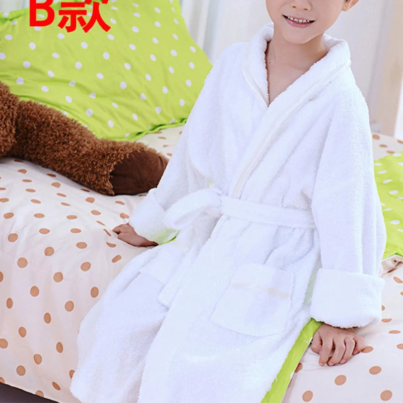 New Pure Cotton Autumn Winter Children Robe Sleepwear Boys And Girls Thick Warm Towel Bathrobe Nightgown Loose Casual Loungewear