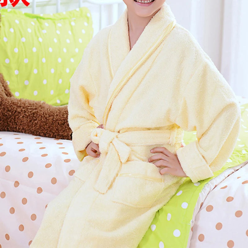 New Pure Cotton Autumn Winter Children Robe Sleepwear Boys And Girls Thick Warm Towel Bathrobe Nightgown Loose Casual Loungewear