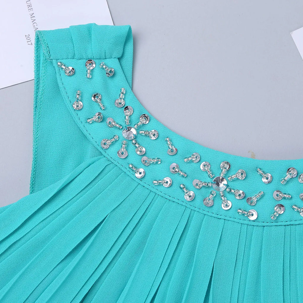 iEFiEL Kids Girls Children Teenager Wedding Princess Dress Elegant Party Pageant Formal Flower Shaped Rhinestone Chiffon Dress