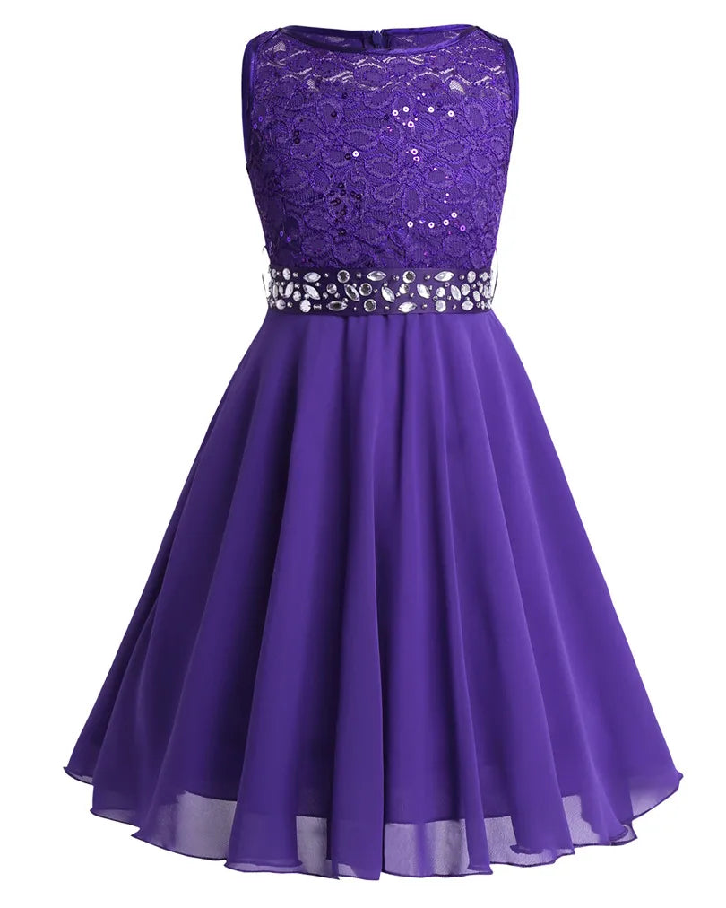 Elegant Children Girls Flower Princess Tulle Lace Dress Infant Kids Party Bridesmaid Ball Gown Tutu Dresses Children Clothes