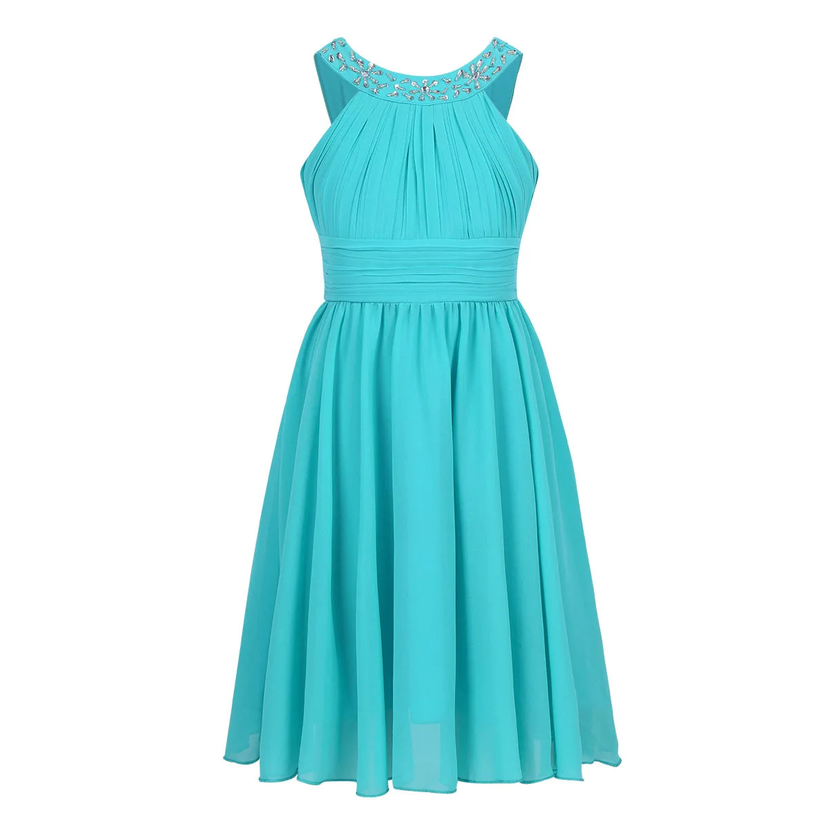 iEFiEL Kids Girls Children Teenager Wedding Princess Dress Elegant Party Pageant Formal Flower Shaped Rhinestone Chiffon Dress