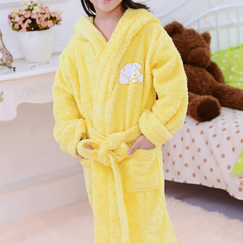 New Pure Cotton Autumn Winter Children Robe Sleepwear Boys And Girls Thick Warm Towel Bathrobe Nightgown Loose Casual Loungewear
