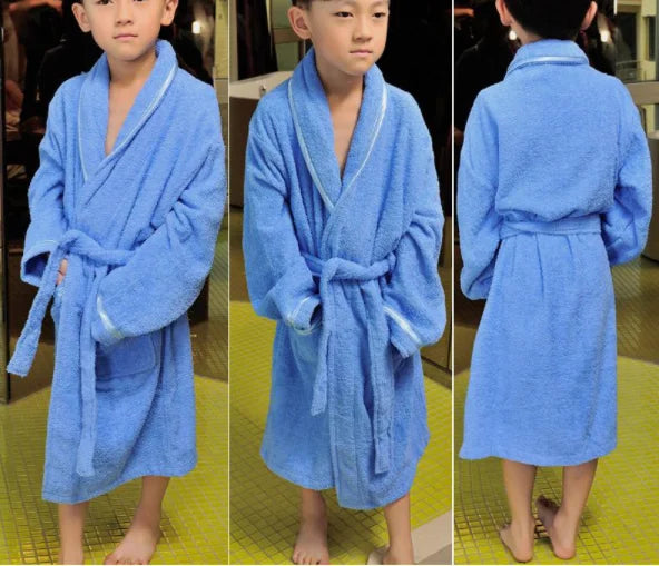 New Pure Cotton Autumn Winter Children Robe Sleepwear Boys And Girls Thick Warm Towel Bathrobe Nightgown Loose Casual Loungewear