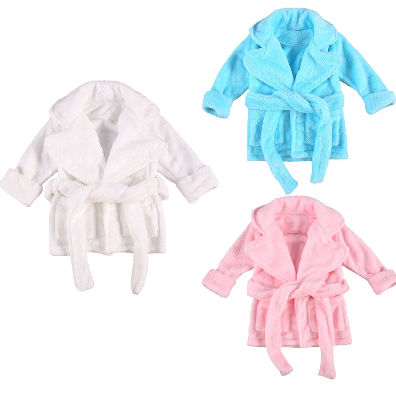 Citgeett 1-6Y Autumn Winter Kids Girls Bathrobe Sleepwear Solid Fur Long Sleeve Turn Down Collar Pocket Robes 3 Colors