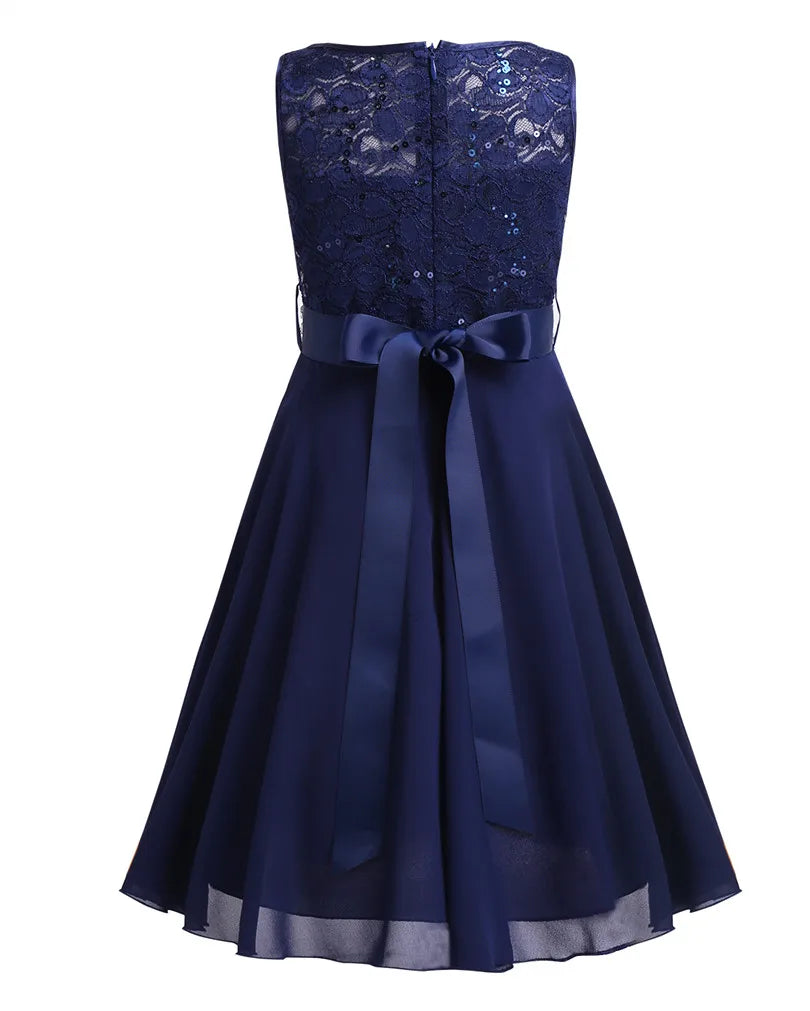 Elegant Children Girls Flower Princess Tulle Lace Dress Infant Kids Party Bridesmaid Ball Gown Tutu Dresses Children Clothes