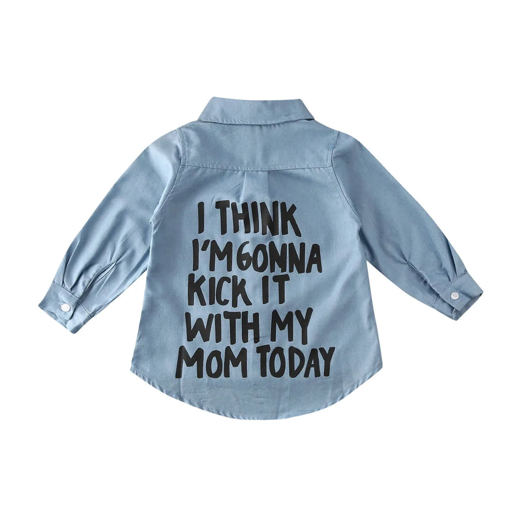 US Stock Toddler Kid Baby Girl Autumn Clothes Denim Long Sleeve Shirt Blouse Coat Shirt Jacket Letter Print 2-7Year