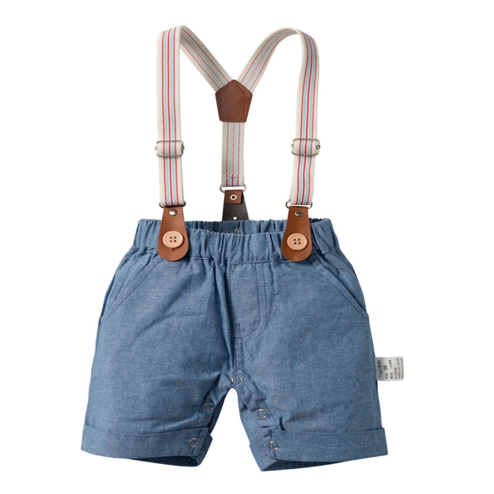 Citgeett Summer Toddler Kid Boys Long Sleeve Tops Suspender Pants Suit Long Sleeve Lapel Button Romper Shirt Gentleman Clothes