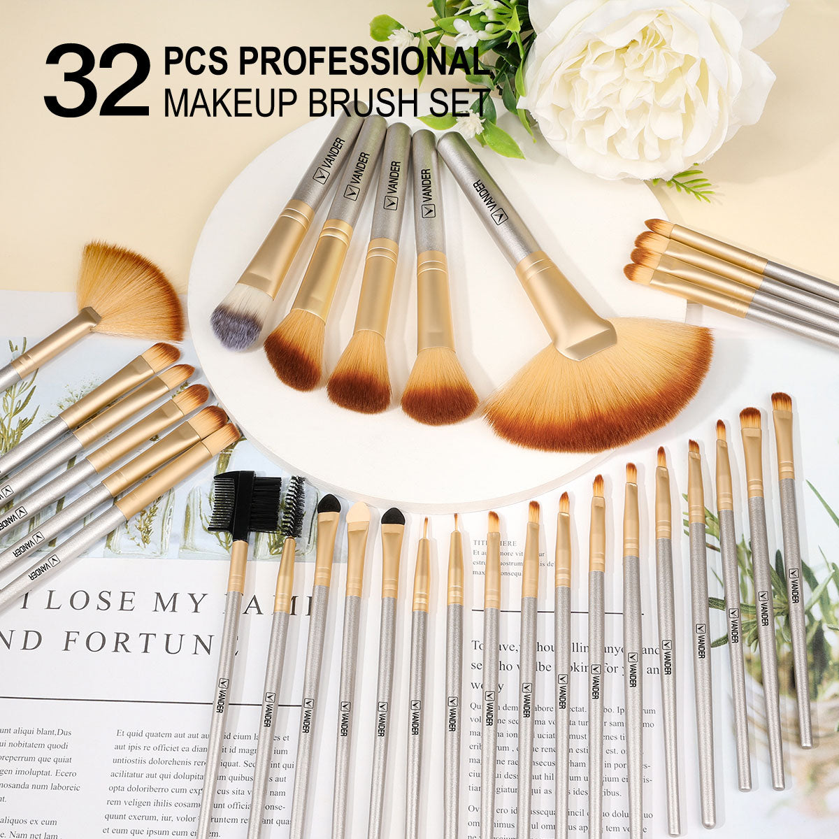 VANDER LIFE Makeup Brushes Set 32 Pcs Professional Foundation  Powder Contour Eyeshadow Blending Make up Brush Multiple Colour