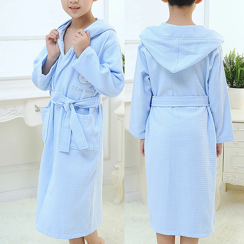 New Pure Cotton Autumn Winter Children Robe Sleepwear Boys And Girls Thick Warm Towel Bathrobe Nightgown Loose Casual Loungewear