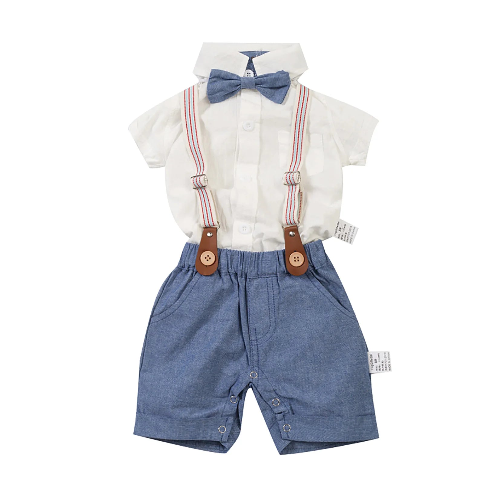 Citgeett Summer Toddler Kid Boys Long Sleeve Tops Suspender Pants Suit Long Sleeve Lapel Button Romper Shirt Gentleman Clothes