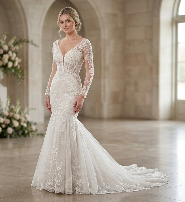 Skyler Long Sleeves Closed Back Mermaid Gown