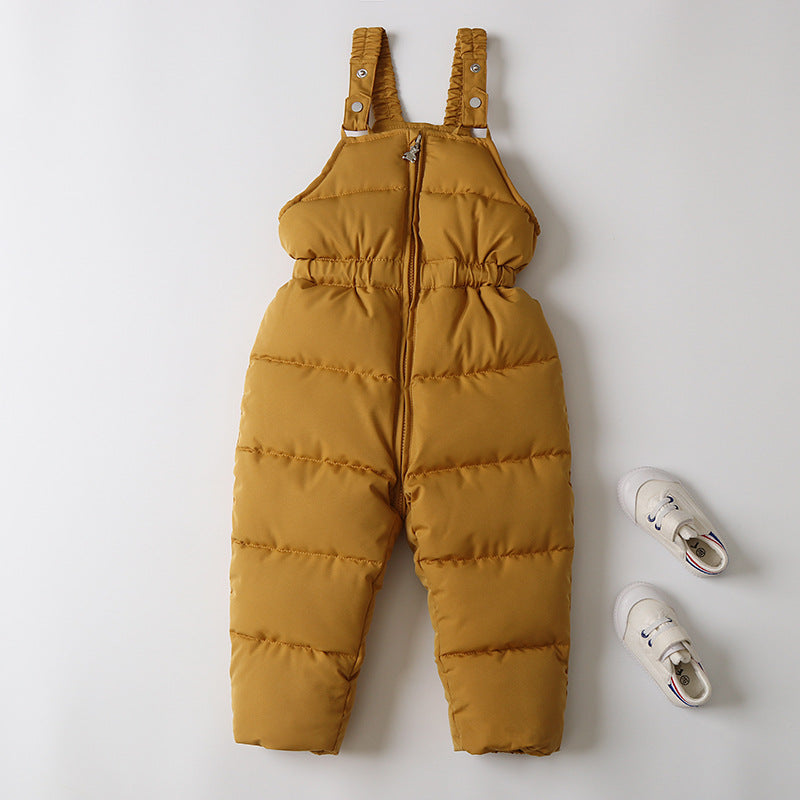 Children's Ski Suit Windproof And Waterproof Down Jacket And Pants Snow Coat Overalls Children Down Pants Parkas Soft Warm Sets