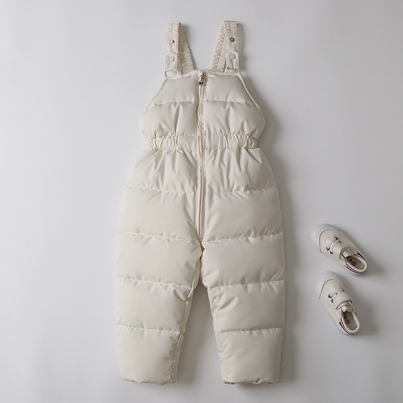 Children's Ski Suit Windproof And Waterproof Down Jacket And Pants Snow Coat Overalls Children Down Pants Parkas Soft Warm Sets
