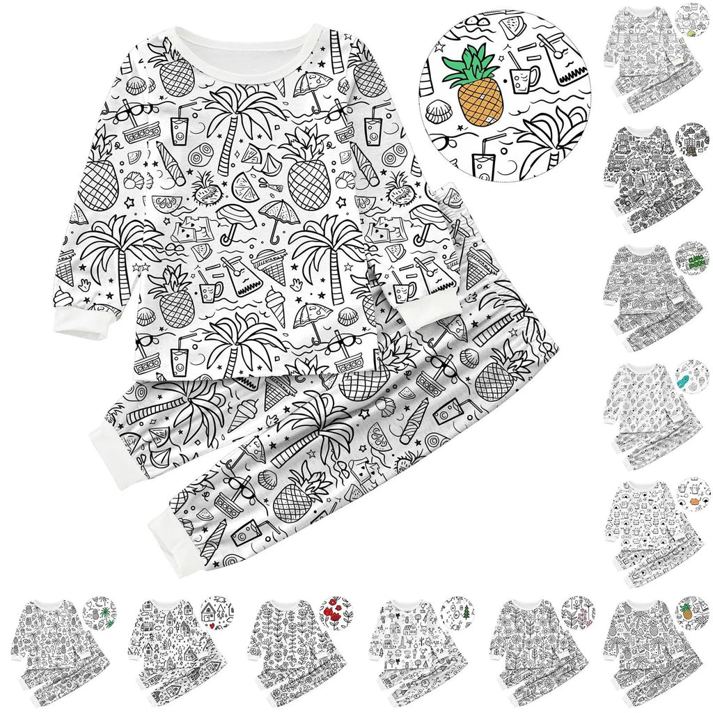 Baby Gift Set Girl Kid DIY Hand Painted Homewear Set Colouring Pajama Sets For Boy And Girl Can Play With And Hat And Set Girl