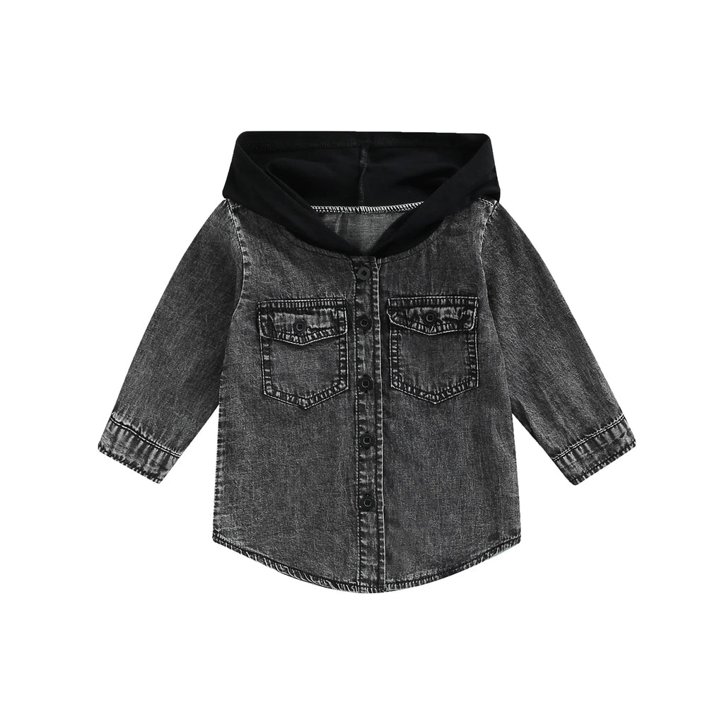 2022-06-23 Lioraitiin 0-5Years Toddler Boys Spring Autumn Coat Long Sleeve Button Down Patchwork Hooded Jackets