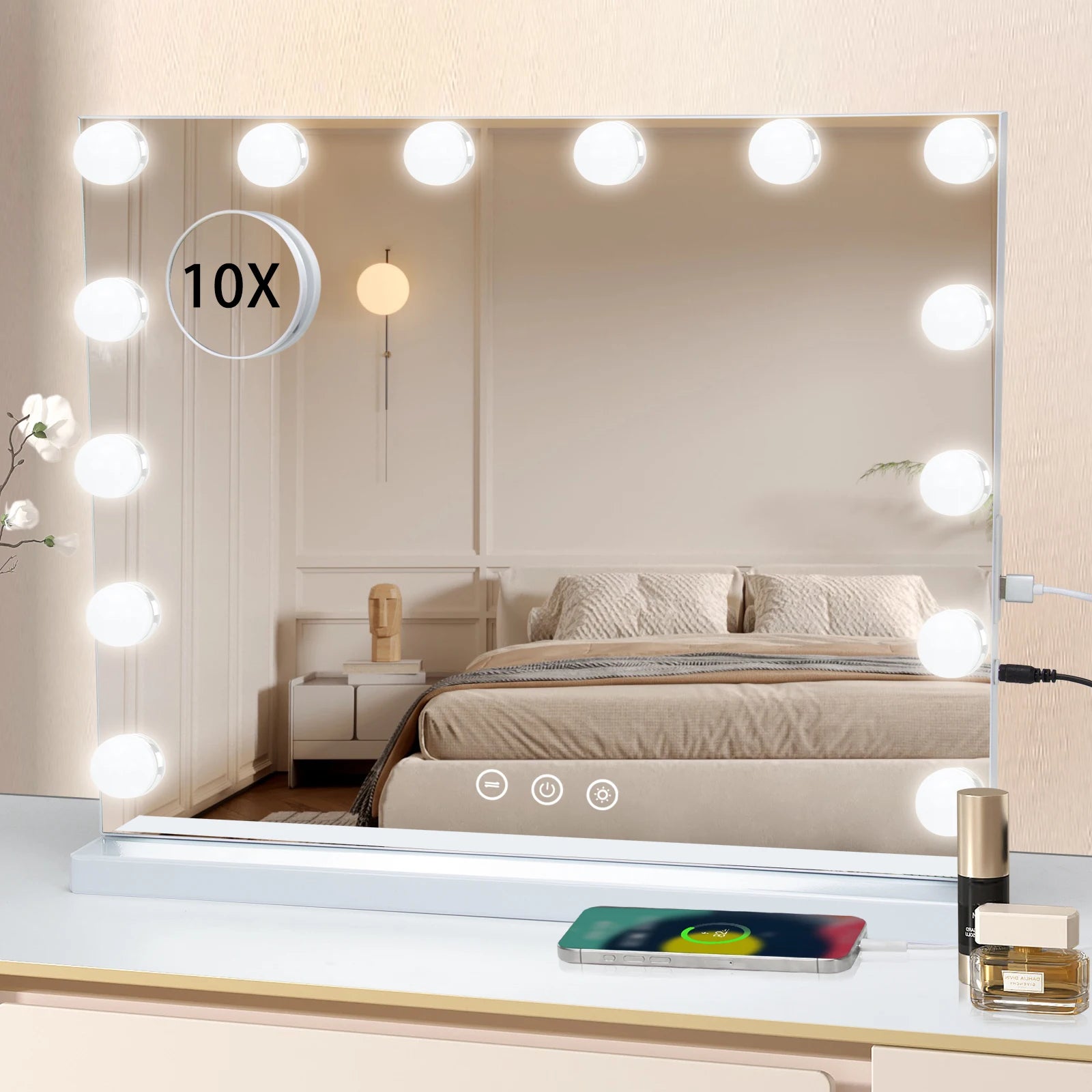 Large 50CM Hollywood Make-up Table Mirror Vanity Lights Mirror Dimmable 3 Color