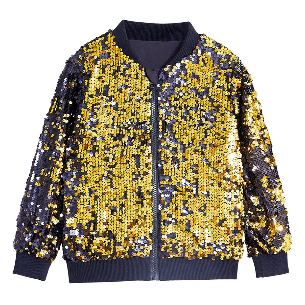 Girls Carnival Jacket Kids Toddler Glitter Shiny Zip Up Long Sleeve Coat Outwear Fashion Cool Party Overcoat Girls Clothes
