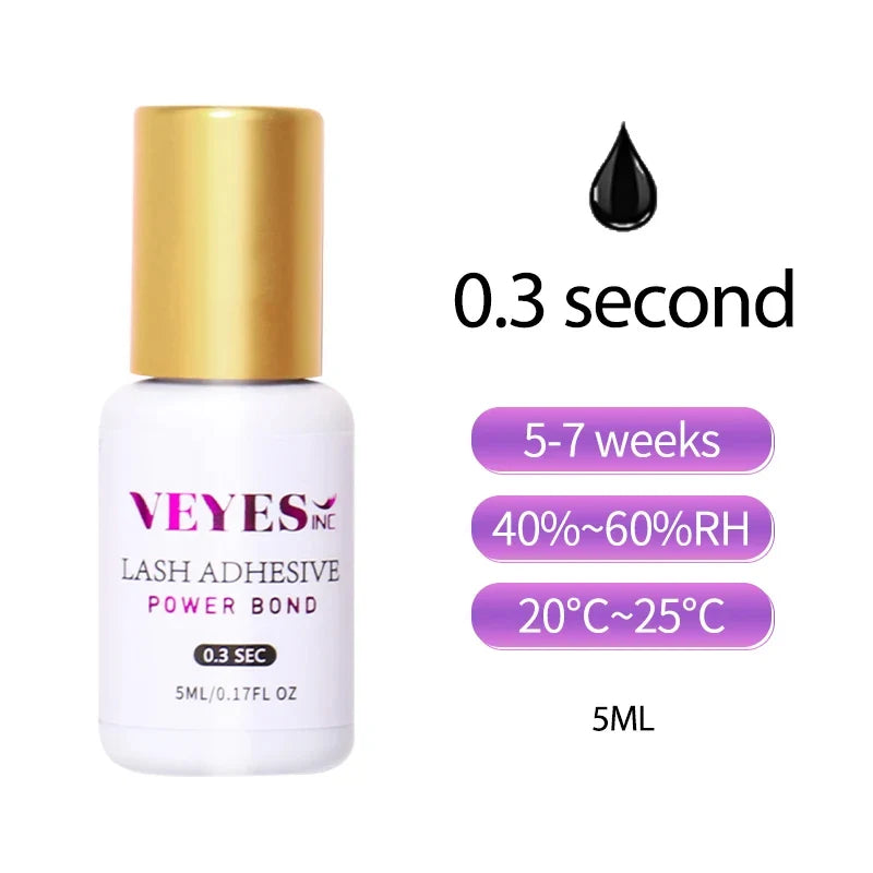 Veyes Inc 5ml Eyelash Extensions Glue Veyelash 1 Second Fast Drying Clear Lash Adhesive 4-6 Weeks Retention Volume Makeup Tool