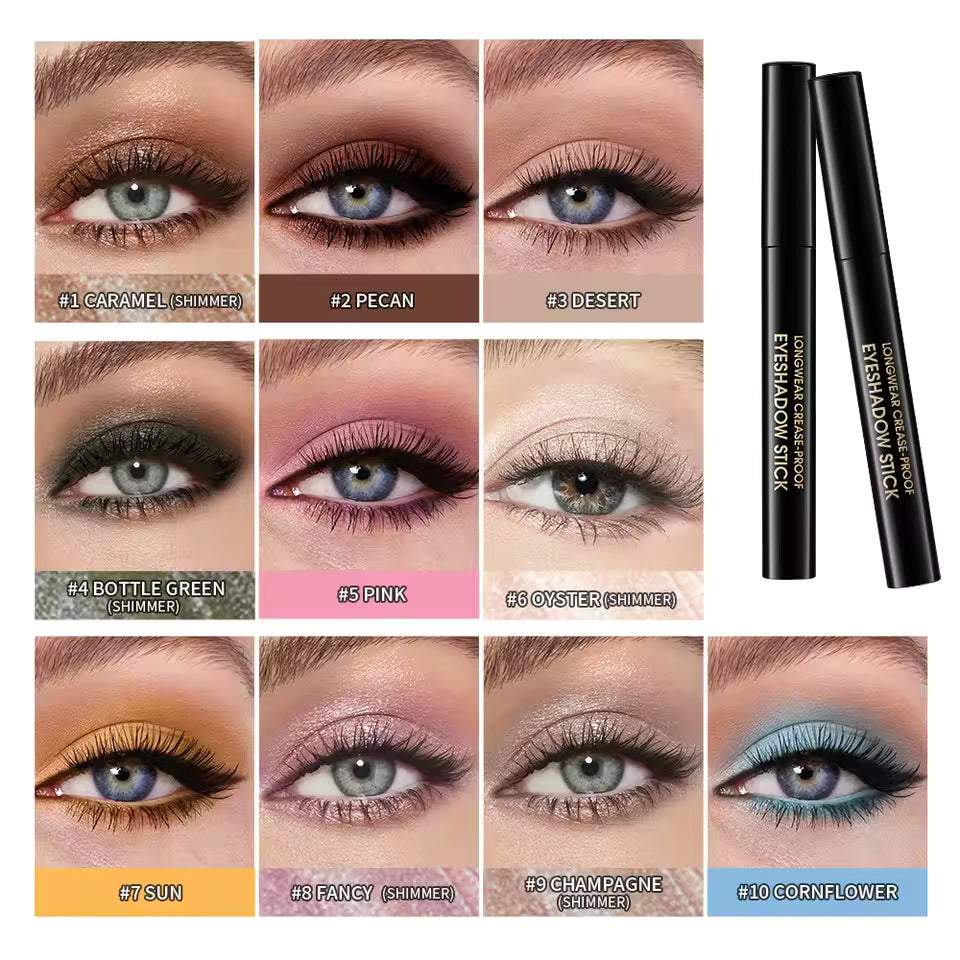 Pearlescent glitter eyeliner stick applied