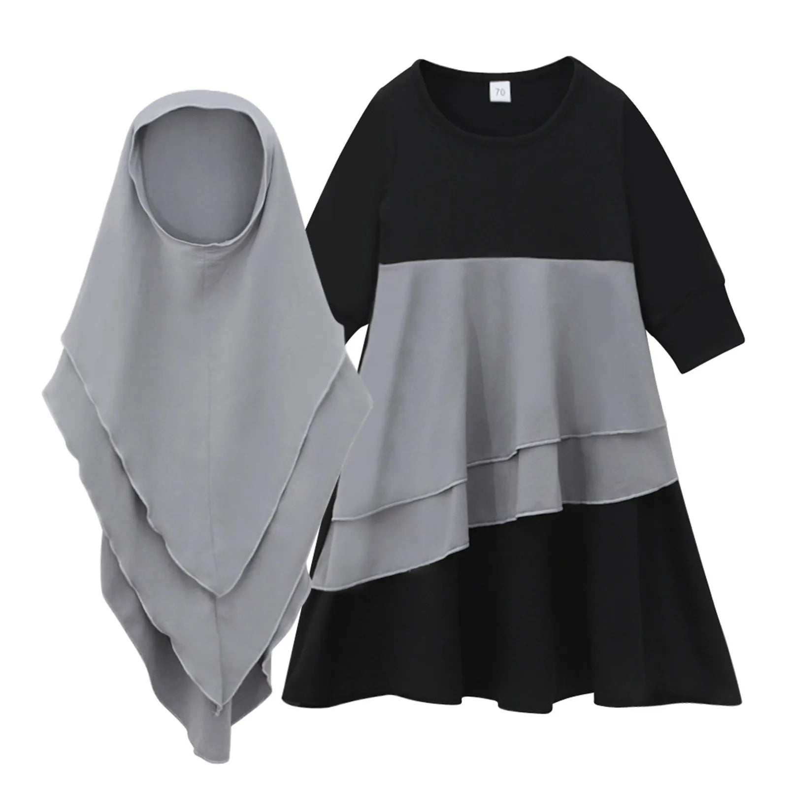 New Stock Clothes Muslim Baby Girls' Abaya With Hijab Full Length Robe Burka Maxi Little Kid Toddler Baby Girl Hoodies Set Girls