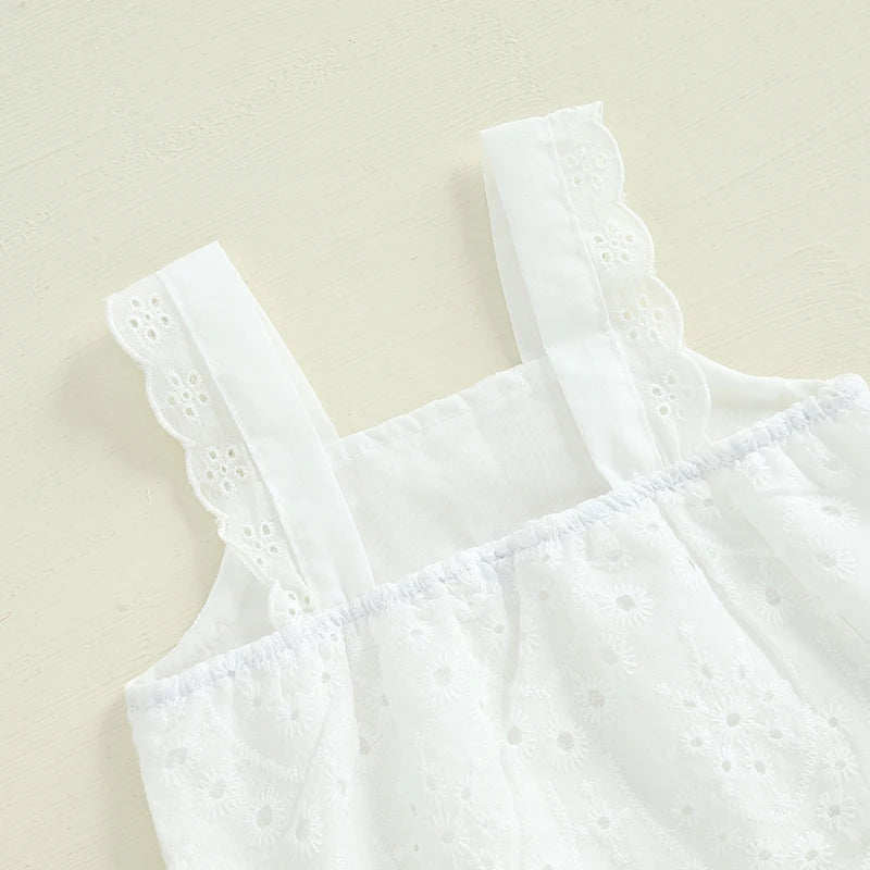 2024-12-02 Lioraitiin Toddler Girl Summer Clothes Eyelet Embroidery Cami Tops+Elastic Waist Plaid Print Wide Leg Pants 2Pcs Set