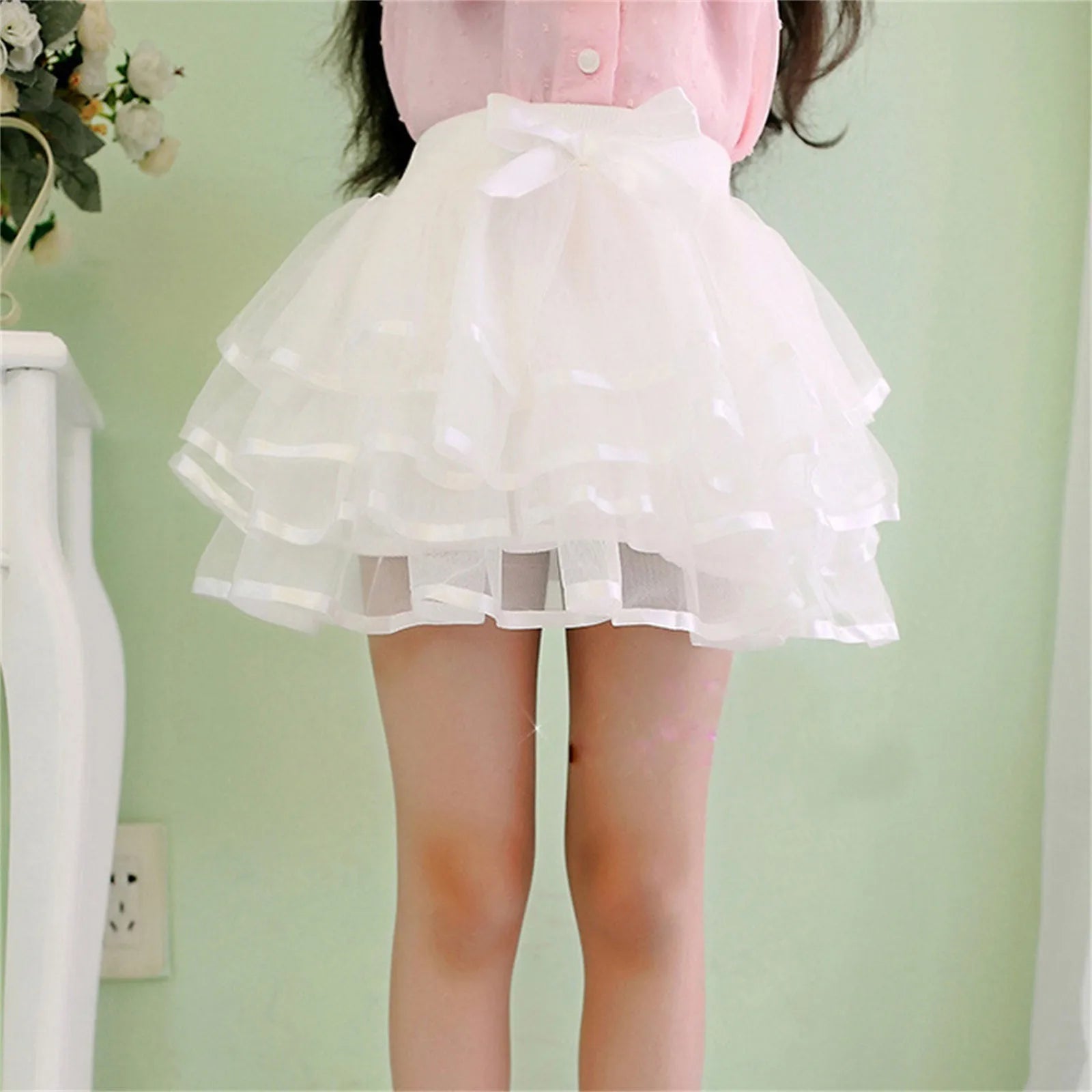 Princess Pretend Slippers Toddler Kids Solid Tulle Tutu Tiered Skirt Party Skirt Layered Skirt For Little Layer Skirt For Girls