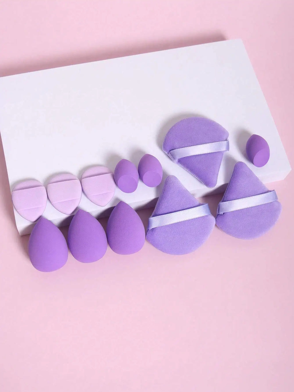12-Piece Makeup Sponge and Puff Variety Set - lay flat