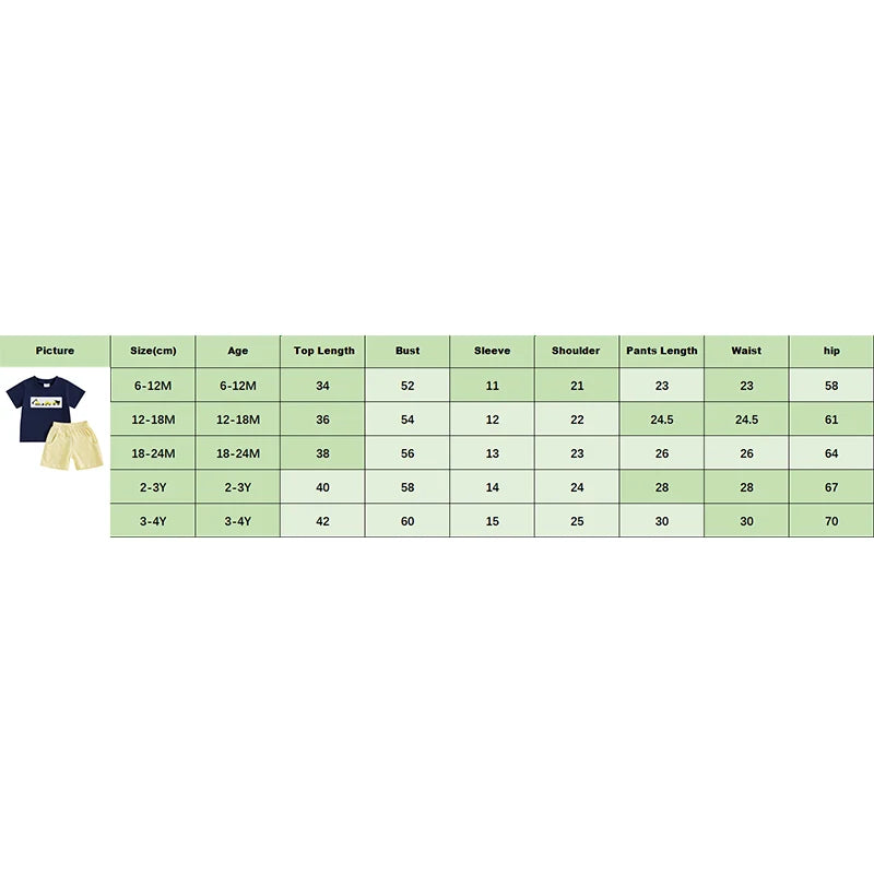 2024-12-10 Lioraitiin Toddler Baby Boy Shorts Set Tractor Embroidery Short Sleeve T-shirt Striped Shorts 2Pcs Summer Outfit