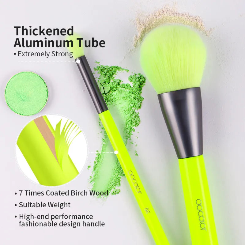 Docolor Neon Makeup Brushes 10pcs Professional Synthetic Hair Powder Foundation Eye Shadows Blending Contour Make Up Brushes
