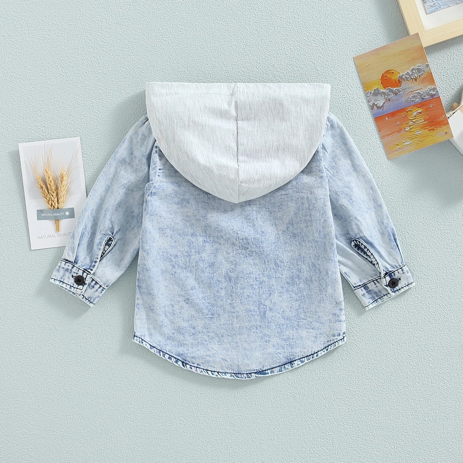 2022-06-23 Lioraitiin 0-5Years Toddler Boys Spring Autumn Coat Long Sleeve Button Down Patchwork Hooded Jackets