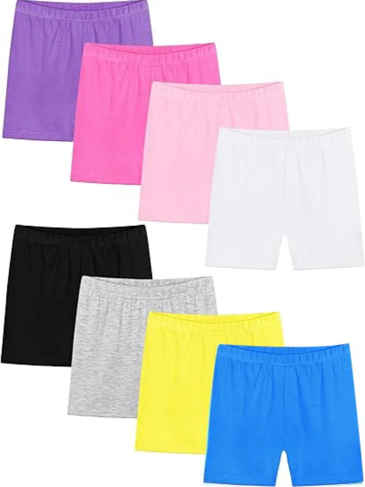8pcs Girls' Soft and Comfortable Summer Lightweight Breathable Boxer Brief Underwear, childAnti-PeekFashion Sports Shortsand