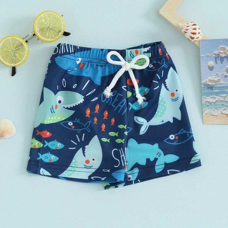Lioraitiin Toddler Baby Boys Swim Shorts Fashion Print Elastic Waist Shorts  Kids Boy Hawaiian Beach Board Shorts Swimwear