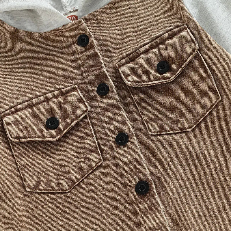 2022-11-03 Lioraitiin 0-4Years Kid Boy Coat Long Sleeve Hooded Pockets Buttons Patch Color Cardigan Party Spring Autumn Coat