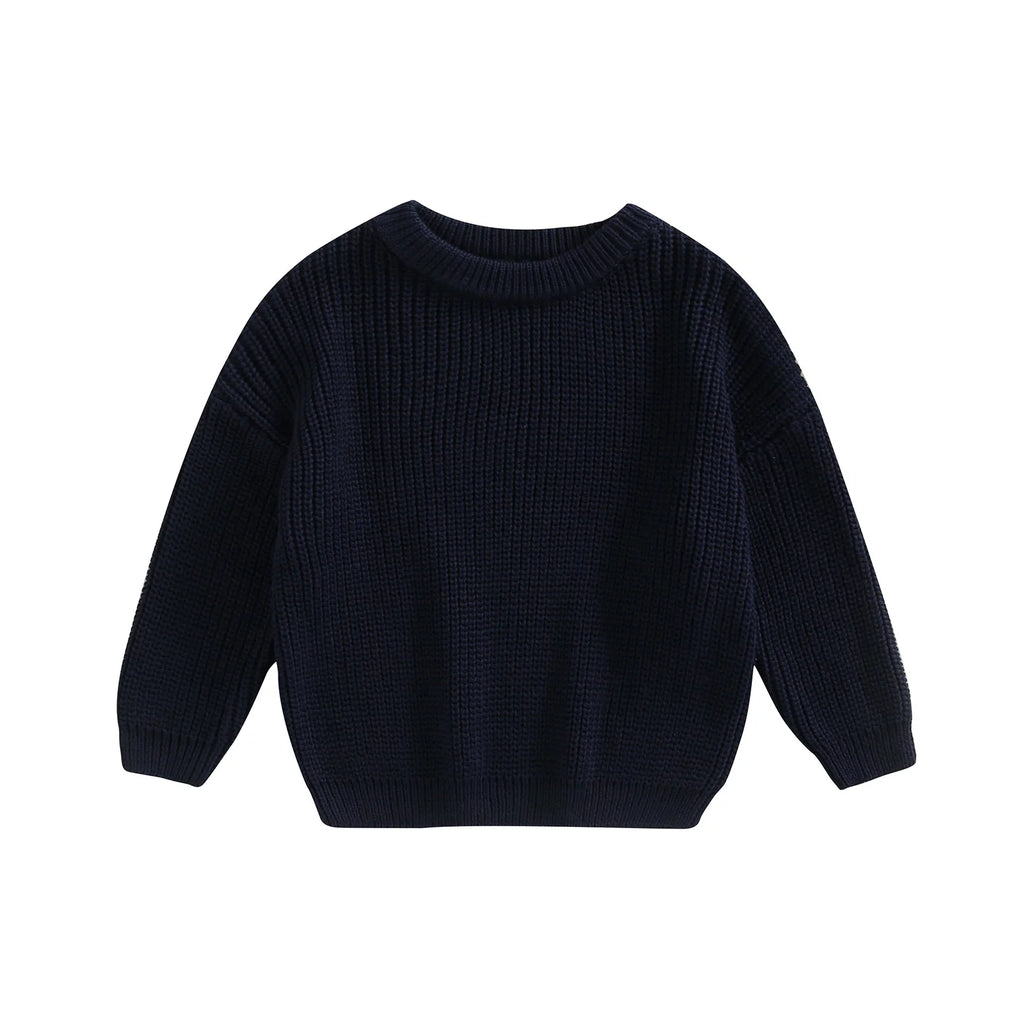 Citgeett Autumn Kids Toddler Baby Girls Boys Sweaters Long Sleeve Solid Color Loose Knitted Pullovers Spring Clothes