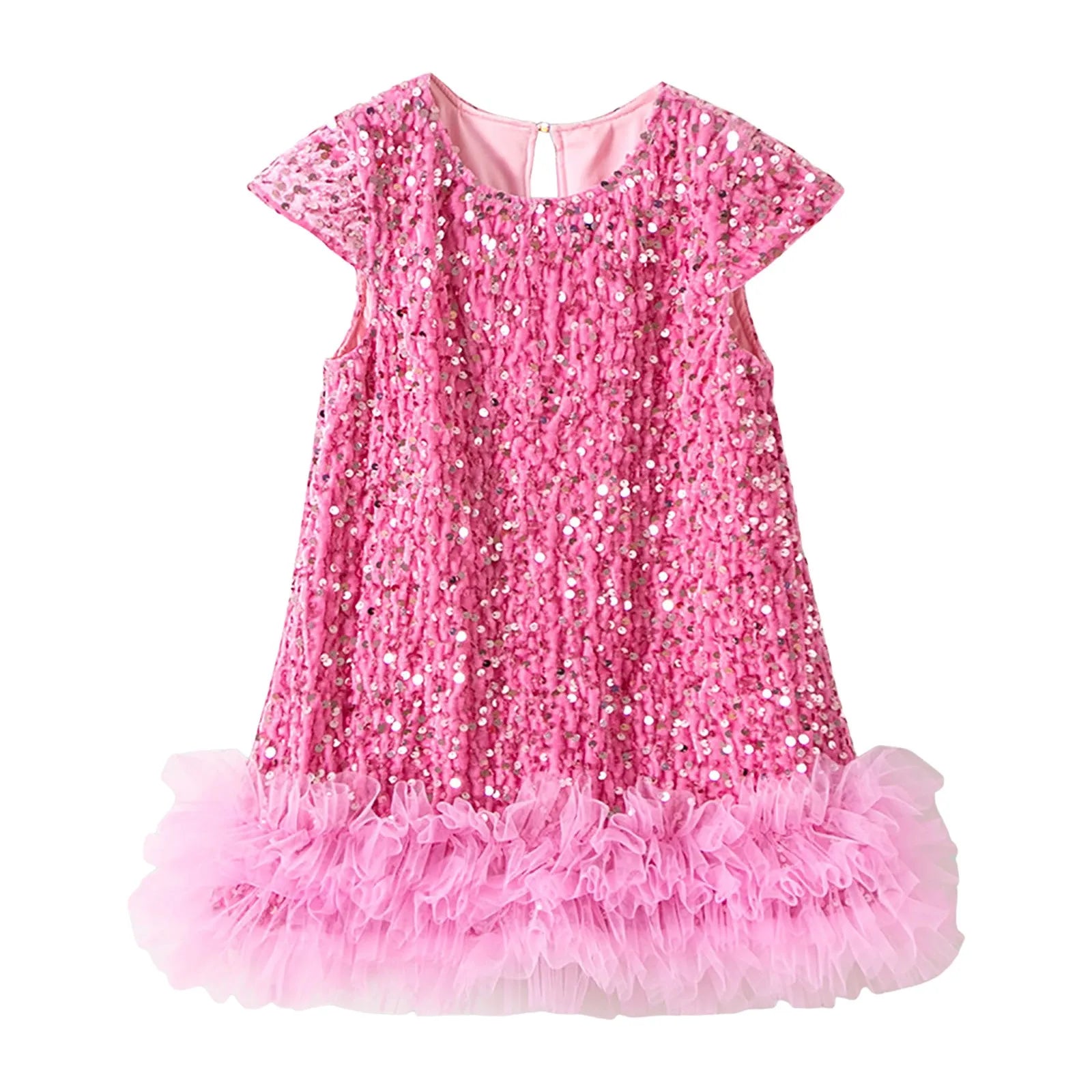 Party Dresses For Girls Fashion Sequin Mesh Splicing Undershirt Dresses Children New Year Temperament Dress Baby Holiday Dress