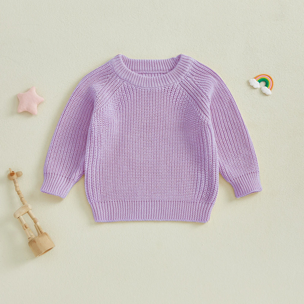 2025-05-08 Lioraitiin Toddler Baby Boys Girls Knit Sweaters Long Sleeve Round Neck Solid Color Pullover Fall Tops