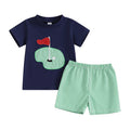 2024-03-18 Lioraitiin Toddler Boys Summer Outfits Golf Embroidered Short Sleeve Tops and Elastic Waist Plaid Shorts Clothes Set