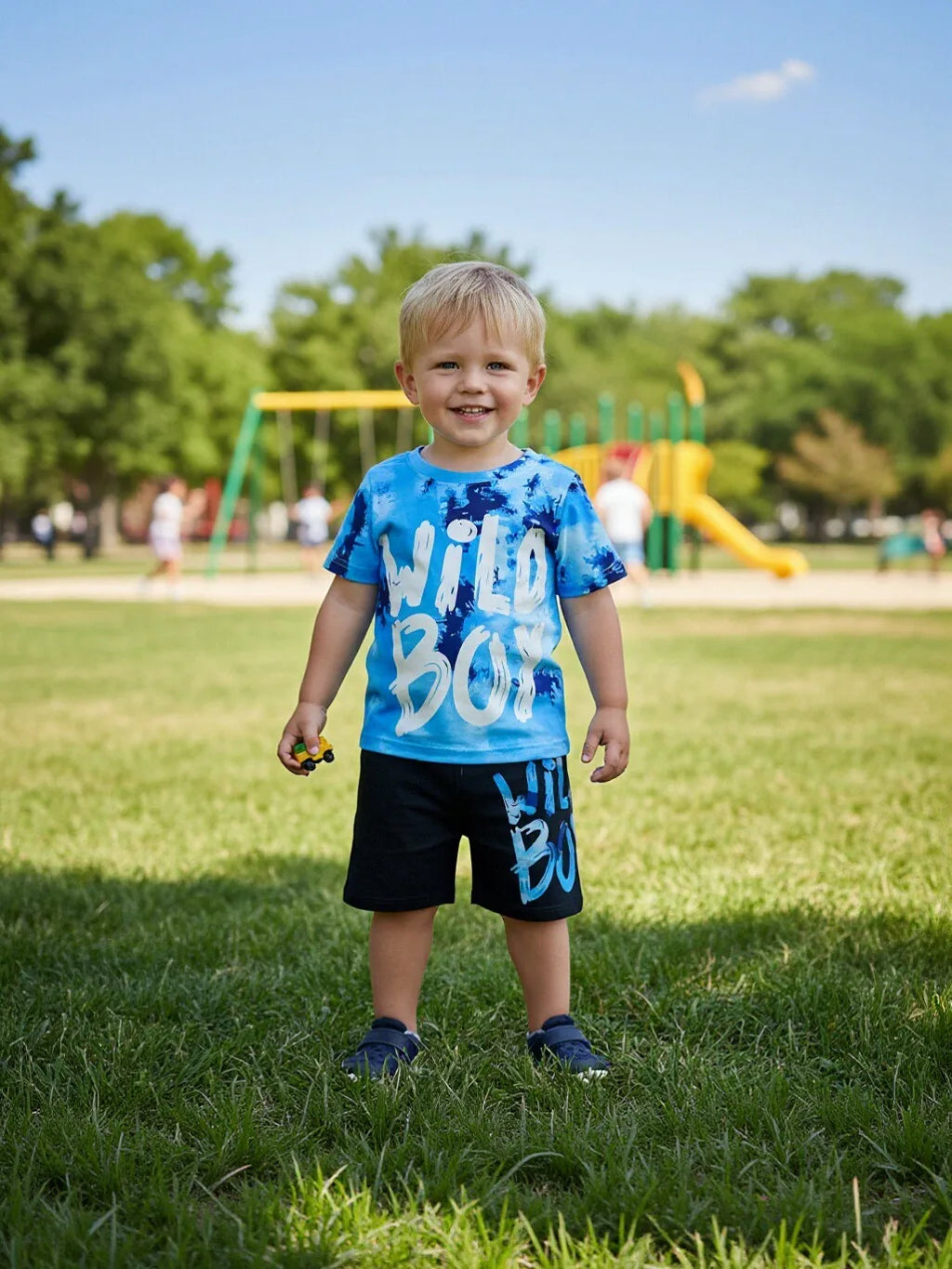 Summer Toddler Baby Boy Clothes Short Sleeve Tie-dye Letter Print T-Shirt and Shorts Outfit Set