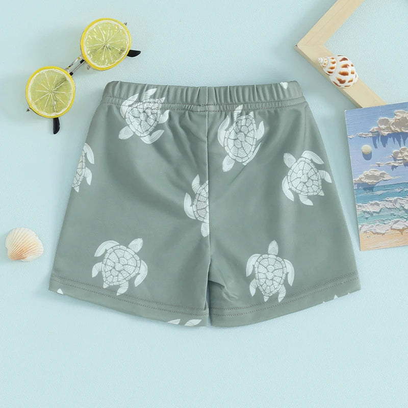 Lioraitiin Toddler Baby Boys Swim Shorts Fashion Print Elastic Waist Shorts  Kids Boy Hawaiian Beach Board Shorts Swimwear