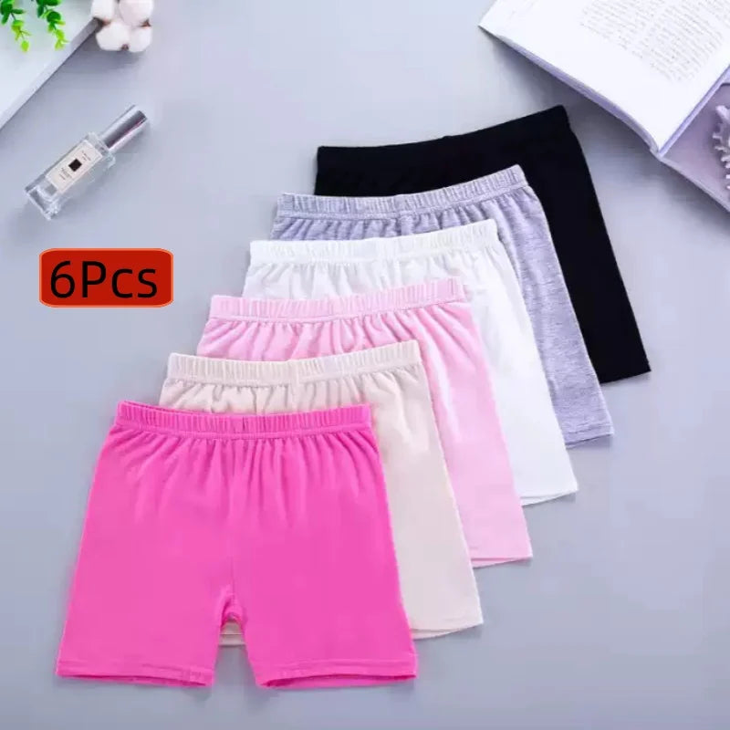 6Pcs 2026 New Modal Girls Shorts Soft Skin-Friendly Kids Summer Basic Bottoms